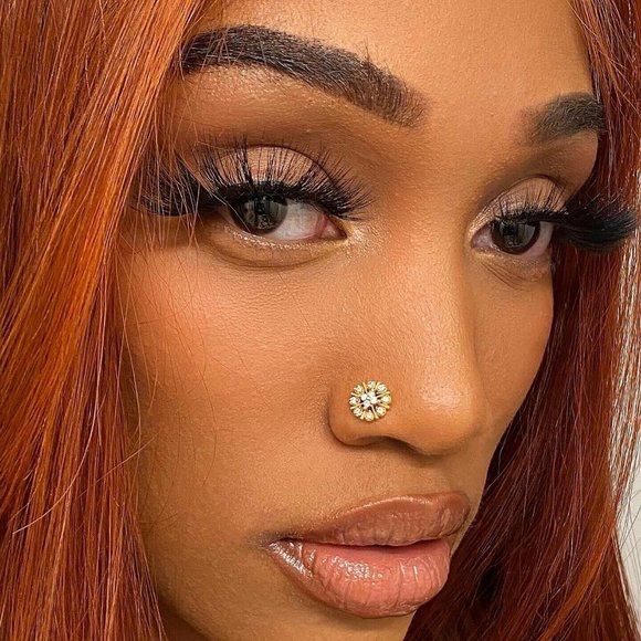 Egyptian Star Nose Stud 14kt Sterling Silver With Gold Plated Handmade - Picture 1 of 2